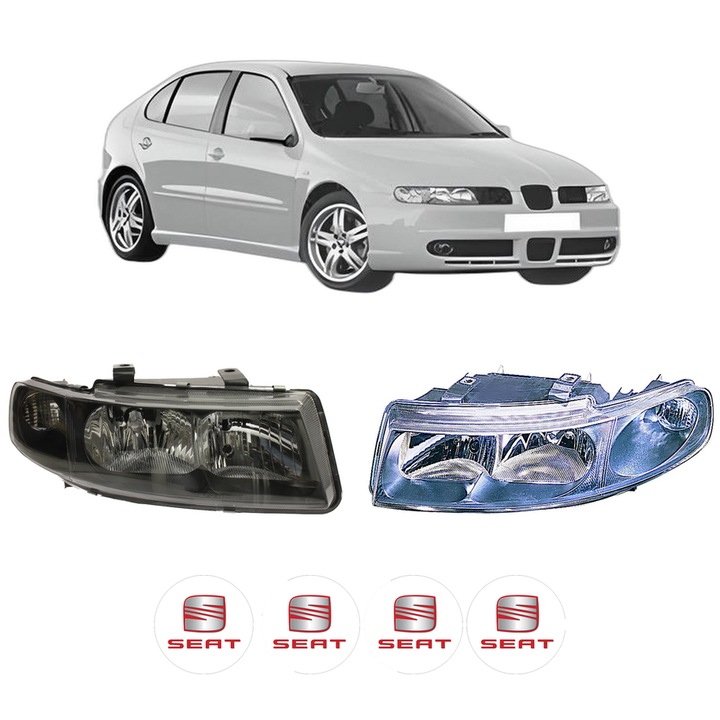 Set Faruri Stanga Dreapta Fata SEAT LEON (1M1) din 1999-2006, Auto, DEPO, 4x Stickere auto cu SEAT
