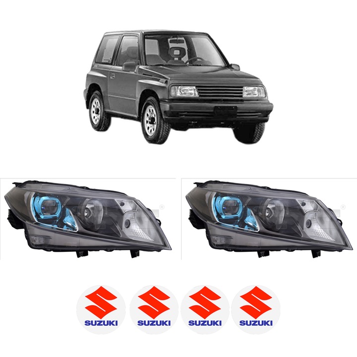Set Faruri Stanga Dreapta Fata SUZUKI VITARA (ET, TA, TD) din 1988-1998, Auto, TYC, 4x Stickere auto cu SUZUKI