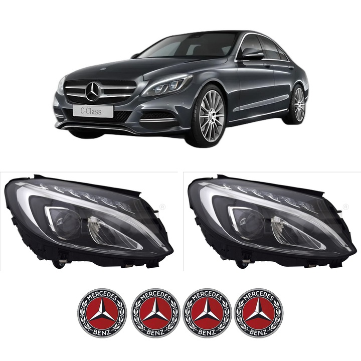 Set Faruri Stanga Dreapta Fata MERCEDES-BENZ C-CLASS (W205) din 2013-2021, Auto, TYC, 4x Stickere auto cu MERCEDES-BENZ