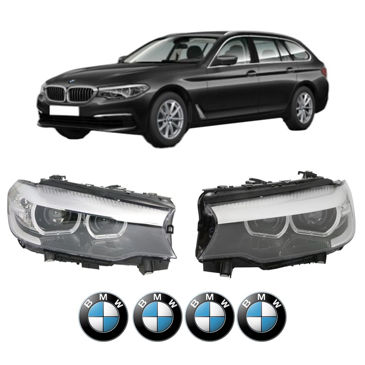 Set Faruri Stanga Dreapta Fata BMW Seria 5 Touring Van (G31) din 2017-2019, Auto, TYC, 4x Stickere auto cu BMW