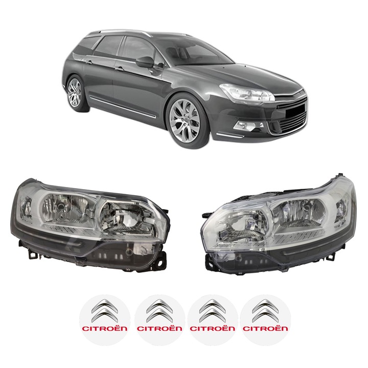 Set Faruri Stanga Dreapta Fata CITROEN C5 III Break (RW_) din 2008-2017, Auto, DEPO, 4x Stickere auto cu CITROEN
