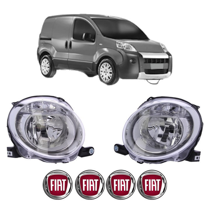 Set Faruri Stanga Dreapta Fata FIAT 500 (312_) din 2007-2021, Auto, DEPO, 4x Stickere auto cu FIAT