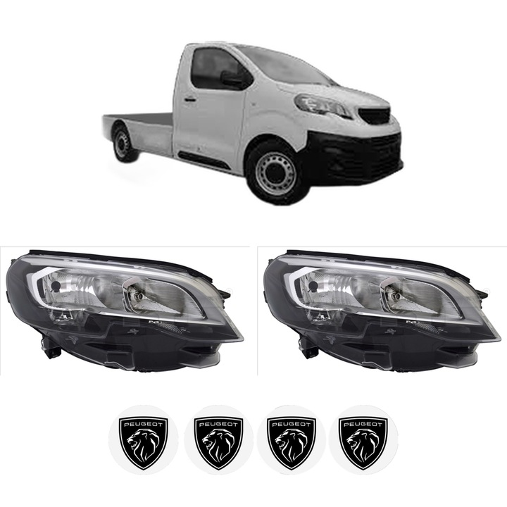 Set Faruri Stanga Dreapta Fata PEUGEOT EXPERT Platform/Chassis (V_) din 2016-2023, Auto, TYC, 4x Stickere auto cu PEUGEOT