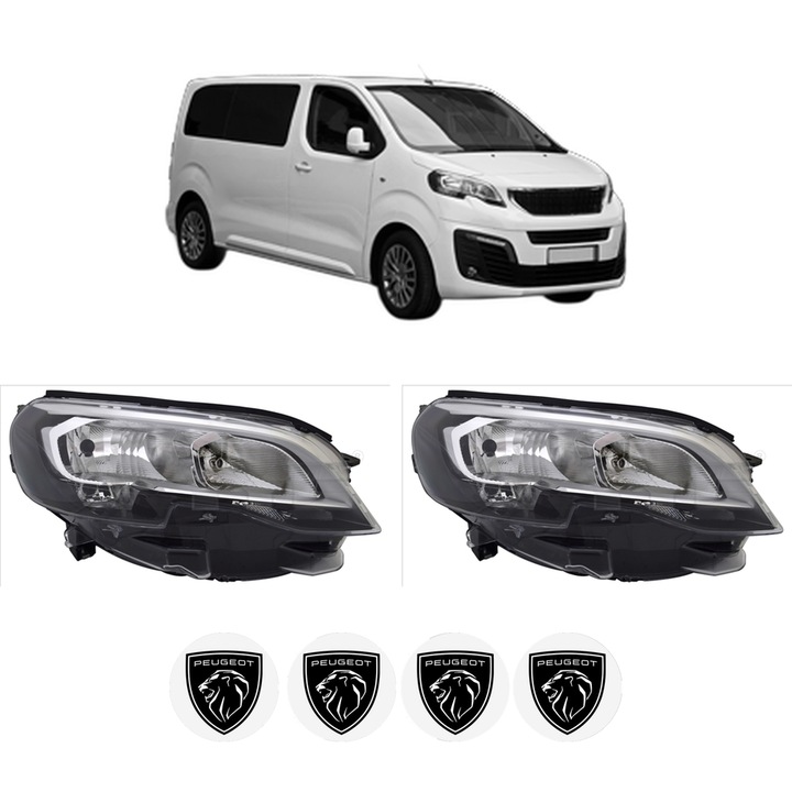 Set Faruri Stanga Dreapta Fata PEUGEOT TRAVELLER Bus (V_) din 2016-2023, Auto, TYC, 4x Stickere auto cu PEUGEOT