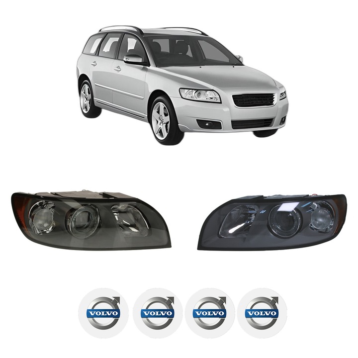 Set Faruri Stanga Dreapta Fata VOLVO V50 (545) din 2003-2012, Auto, DEPO, 4x Stickere auto cu VOLVO