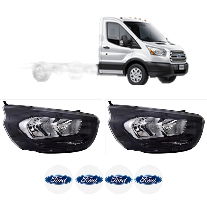 Set Faruri Stanga Dreapta Fata FORD TRANSIT V363 Platform/Chassis (FED, FFD) din 2013-2024, Auto, TYC, 4x Stickere auto cu FORD