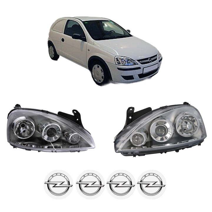 Set Faruri Stanga Dreapta Fata OPEL CORSA C Hatchback Van (X01) din 2000-2012, Auto, TYC, 4x Stickere auto cu OPEL