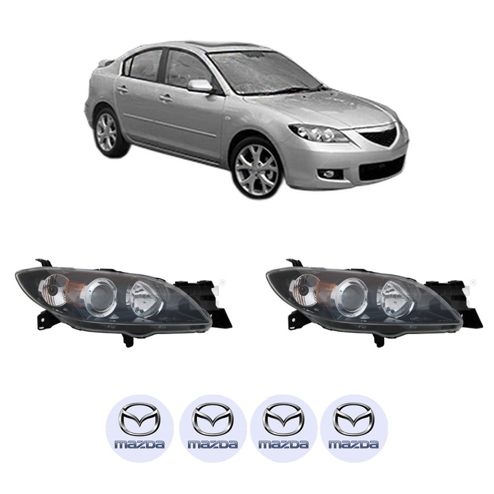 Set Faruri Stanga Dreapta Fata MAZDA 3 Saloon (BK) din 2003-2009, Auto, TYC, 4x Stickere auto cu MAZDA