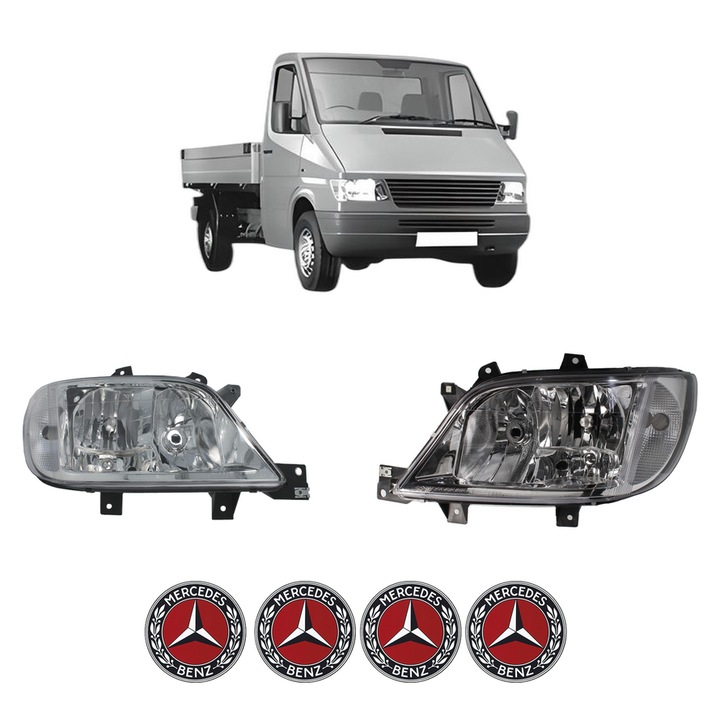 Set Faruri Stanga Dreapta Fata MERCEDES-BENZ SPRINTER 2-t Platform/Chassis (B901, B902) din 1995-2006, Auto, TYC, 4x Stickere auto cu MERCEDES-BENZ