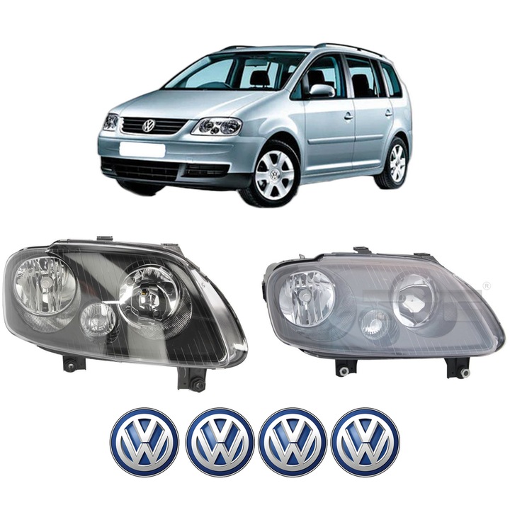 Set Faruri Stanga Dreapta Fata Volkswagen TOURAN (1T1, 1T2) din 2003-2010, Auto, TYC, 4x Stickere auto cu Volkswagen