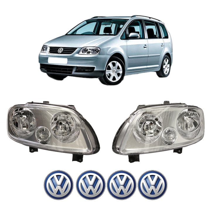Set Faruri Stanga Dreapta Fata Volkswagen TOURAN VAN (1T1, 1T2) din 2003-2010, Auto, TYC, 4x Stickere auto cu Volkswagen