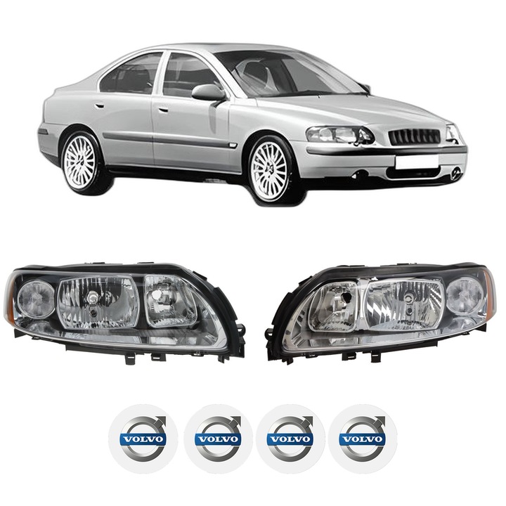 Set Faruri Stanga Dreapta Fata VOLVO S60 I (384) din 2000-2010, Auto, TYC, 4x Stickere auto cu VOLVO