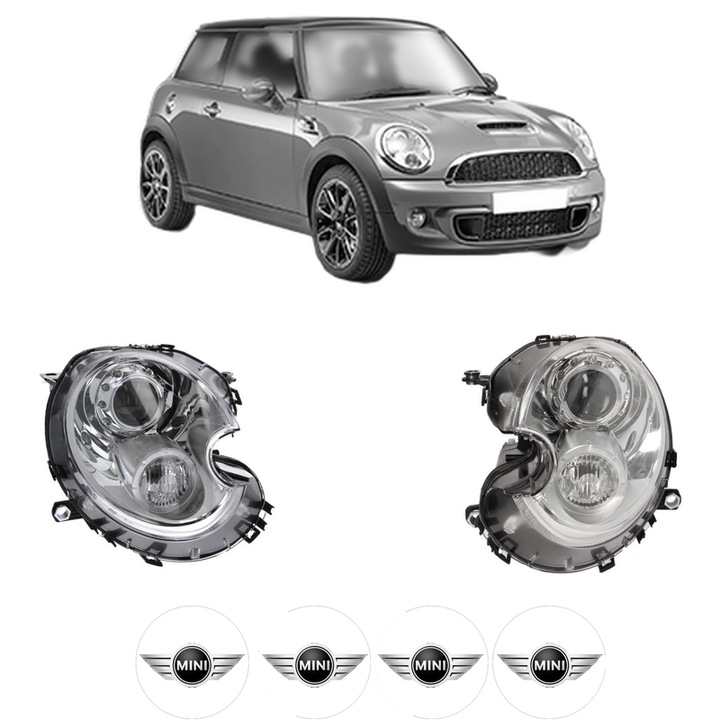 Set Faruri Stanga Dreapta Fata MINI MINI (R56) din 2006-2013, Auto, TYC, 4x Stickere auto cu MINI