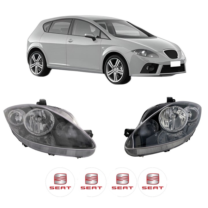 Set Faruri Stanga Dreapta Fata SEAT LEON (1P1) din 2005-2013, Auto, TYC, 4x Stickere auto cu SEAT
