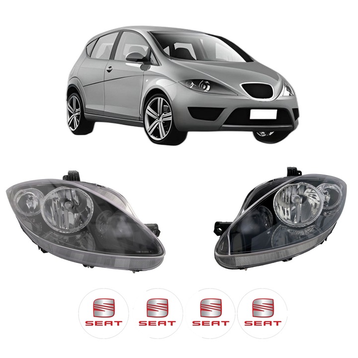 Set Faruri Stanga Dreapta Fata SEAT ALTEA (5P1) din 2004-2015, Auto, TYC, 4x Stickere auto cu SEAT