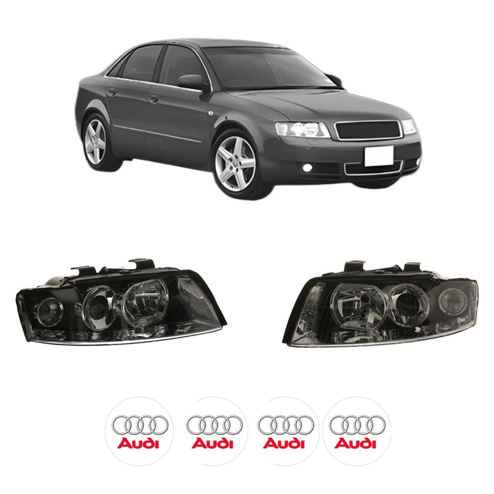 Set Faruri Stanga Dreapta Fata AUDI A4 B6 (8E2) din 2000-2004, Auto, TYC, 4x Stickere auto cu AUDI