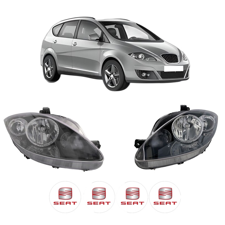 Set Faruri Stanga Dreapta Fata SEAT ALTEA din 2004-2009, Auto, TYC, 4x Stickere auto cu SEAT