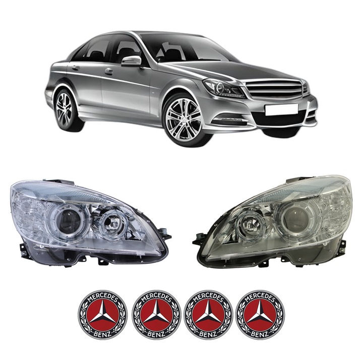 Set Faruri Stanga Dreapta Fata MERCEDES-BENZ C-CLASS Coupe (C204) din 2011-2013, Auto, TYC, 4x Stickere auto cu MERCEDES-BENZ