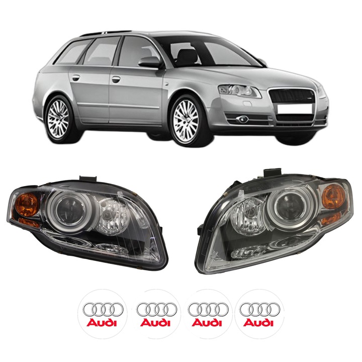 Set Faruri Stanga Dreapta Fata AUDI A4 B7 Avant (8ED) din 2004-2008, Auto, TYC, 4x Stickere auto cu AUDI