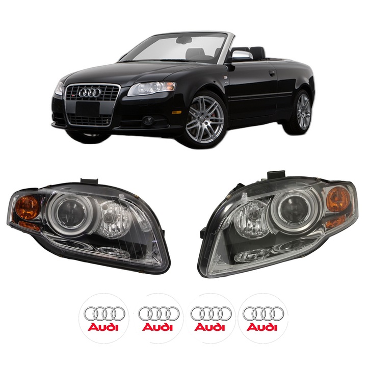 Set Faruri Stanga Dreapta Fata AUDI A4 B7 Convertible (8HE) din 2006-2009, Auto, TYC, 4x Stickere auto cu AUDI