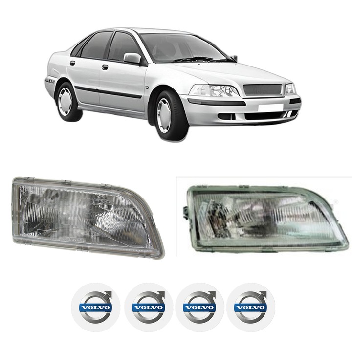 Set Faruri Stanga Dreapta Fata VOLVO S40 I (644) din 1995-2004, Auto, TYC, 4x Stickere auto cu VOLVO