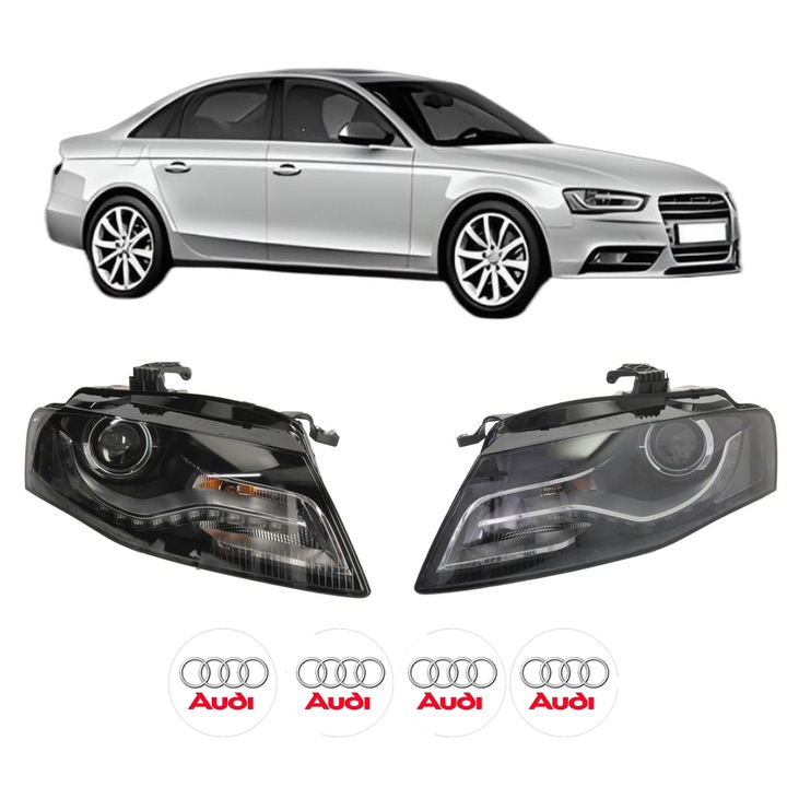 Set Faruri Stanga Dreapta Fata AUDI A4 B8 (8K2) din 2007-2015, Auto, TYC, 4x Stickere auto cu AUDI