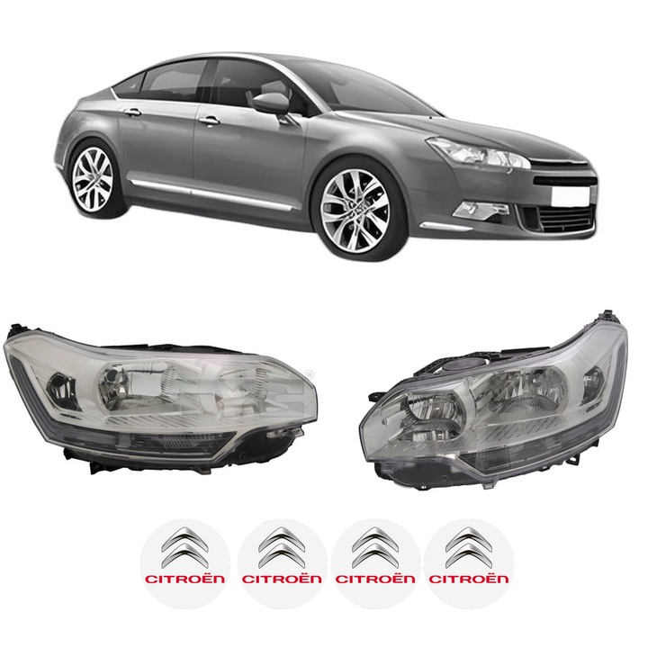 Set Faruri Stanga Dreapta Fata CITROEN C5 III (RD_) din 2008-2017, Auto, TYC, 4x Stickere auto cu CITROEN