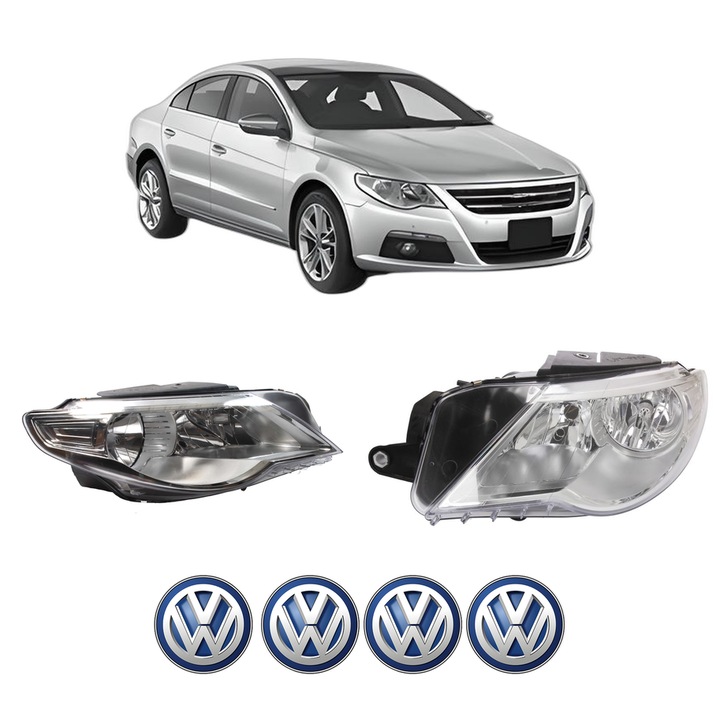 Set Faruri Stanga Dreapta Fata Volkswagen PASSAT CC B6 (357) din 2008-2012, Auto, TYC, 4x Stickere auto cu Volkswagen