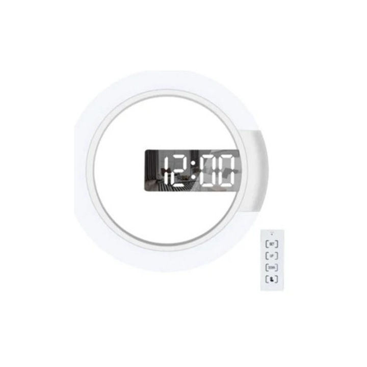 Kreatív LED dekoratív óra távirányítóval, üreges tükör, digitális, hőmérséklet