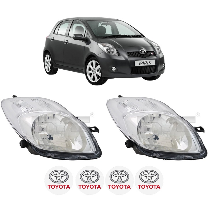 Set Faruri Stanga Dreapta Fata TOYOTA YARIS (_P9_) din 2005-2014, Auto, TYC, 4x Stickere auto cu TOYOTA