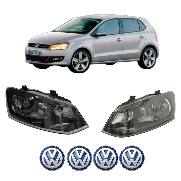 Set Faruri Stanga Dreapta Fata Volkswagen POLO Van V (6R1, 6C1) din 2009-2017, Auto, TYC, 4x Stickere auto cu Volkswagen