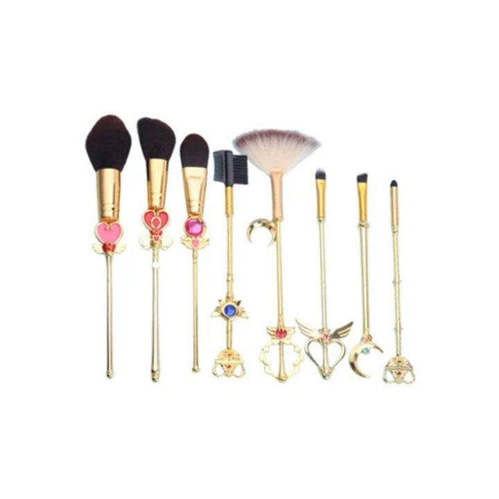 Set pensule machiaj Kawaii Sailor Moon, pentru fond de ten, pudra, eyeliner, blush, detalii elegante, set cu pini