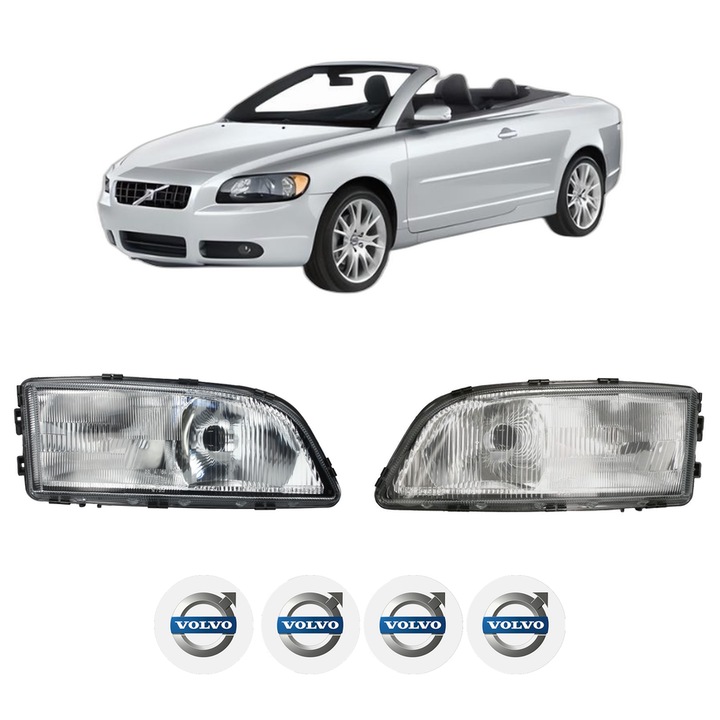 Set Faruri Stanga Dreapta Fata VOLVO C70 II Convertible (542) din 2006-2013, Auto, TYC, 4x Stickere auto cu VOLVO