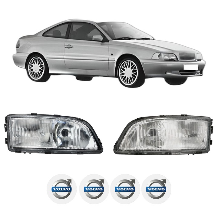 Set Faruri Stanga Dreapta Fata VOLVO C70 I Coupe (872) din 1997-2002, Auto, TYC, 4x Stickere auto cu VOLVO