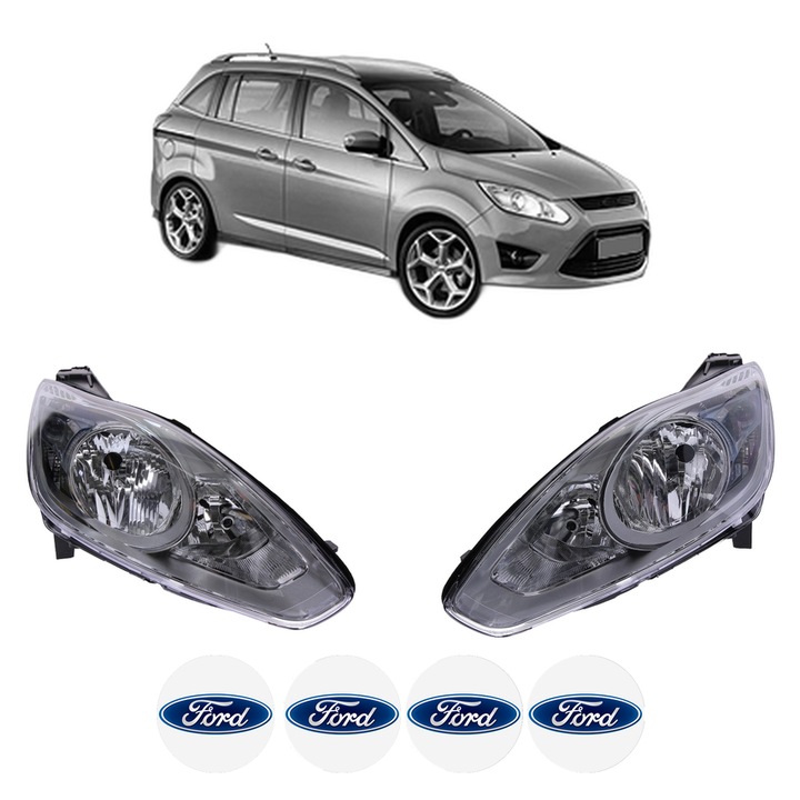 Set Faruri Stanga Dreapta Fata FORD GRAND C-MAX (DXA/CB7, DXA/CEU) din 2010-2019, Auto, TYC, 4x Stickere auto cu FORD