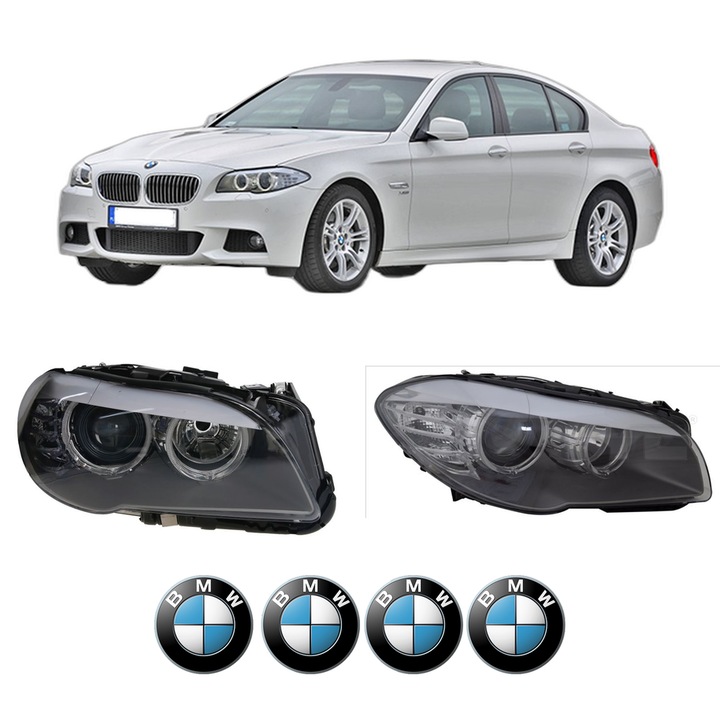Set Faruri Stanga Dreapta Fata BMW Seria 5 (F10) din 2009-2016, Auto, TYC, 4x Stickere auto cu BMW