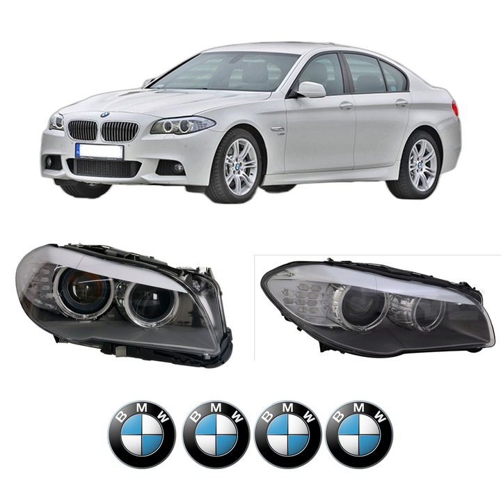 Set Faruri Stanga Dreapta Fata BMW Seria 5 (F10) din 2009-2016, Auto, TYC, 4x Stickere auto cu BMW