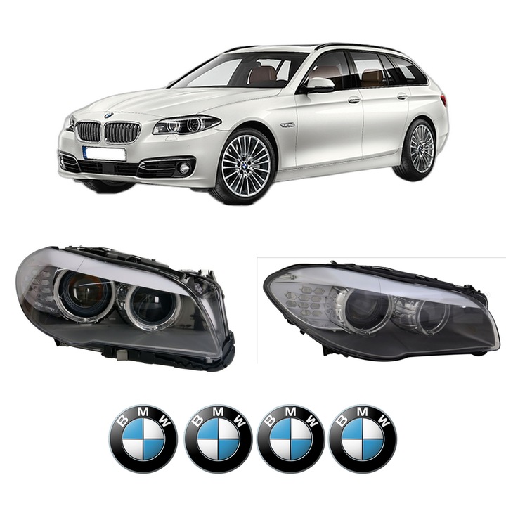 Set Faruri Stanga Dreapta Fata BMW Seria 5 Touring (F11) din 2009-2017, Auto, TYC, 4x Stickere auto cu BMW