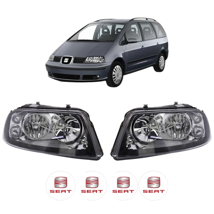 Set Faruri Stanga Dreapta Fata SEAT ALHAMBRA (7V8, 7V9) din 1996-2010, Auto, TYC, 4x Stickere auto cu SEAT