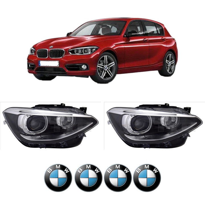 Set Faruri Stanga Dreapta Fata BMW Seria 1 (F20) din 2011-2019, Auto, TYC, 4x Stickere auto cu BMW
