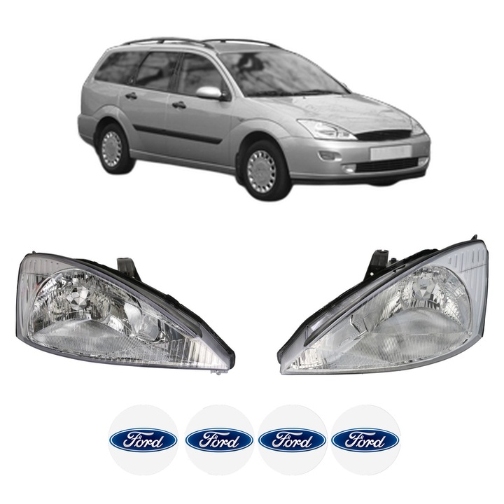 Set Faruri Stanga Dreapta Fata FORD FOCUS I Turnier (DNW) din 1999-2005, Auto, TYC, 4x Stickere auto cu FORD