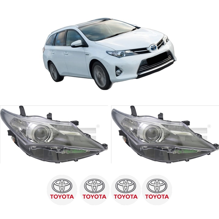 Set Faruri Stanga Dreapta Fata TOYOTA AURIS Estate (_E18_) din 2013-2018, Auto, TYC, 4x Stickere auto cu TOYOTA