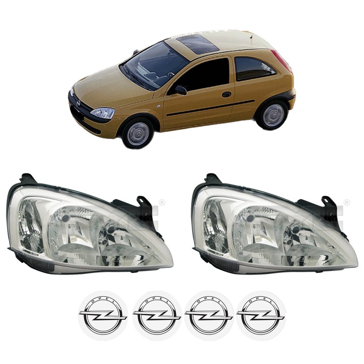Set Faruri Stanga Dreapta Fata OPEL CORSA C (X01) din 2000-2009, Auto, TYC, 4x Stickere auto cu OPEL