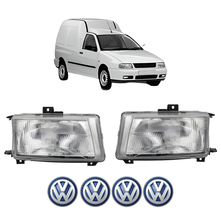 Set Faruri Stanga Dreapta Fata Volkswagen CADDY II Box Body/MPV (9K9A) din 1995-2004, Auto, TYC, 4x Stickere auto cu Volkswagen