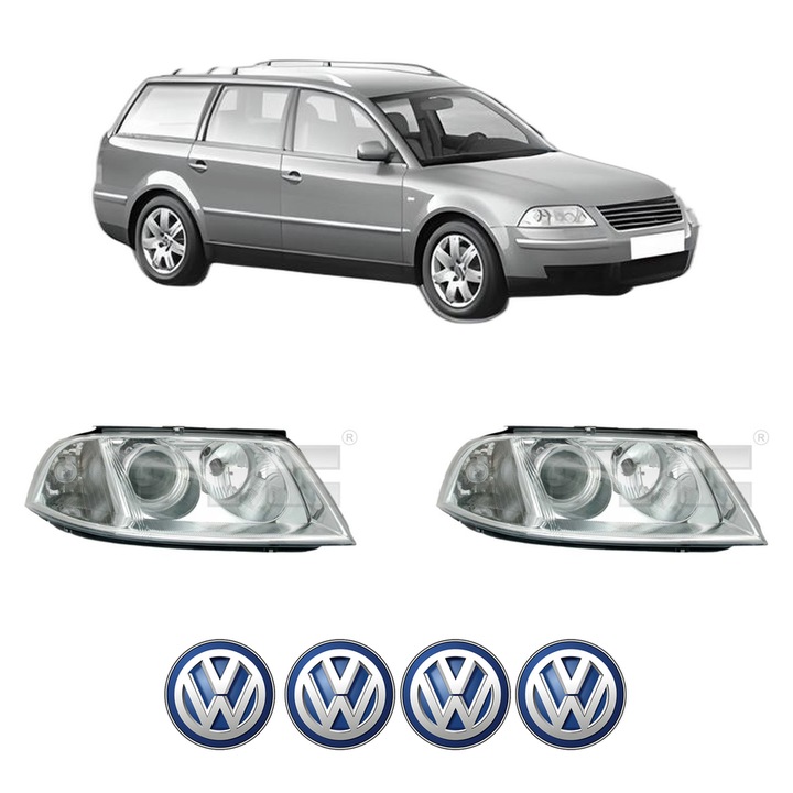 Set Faruri Stanga Dreapta Fata Volkswagen PASSAT B5.5 Variant (3B6) din 2000-2005, Auto, TYC, 4x Stickere auto cu Volkswagen