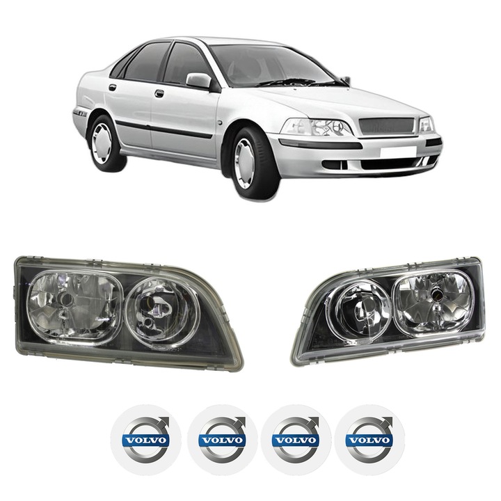 Set Faruri Stanga Dreapta Fata VOLVO S40 I (644) din 1995-2004, Auto, TYC, 4x Stickere auto cu VOLVO