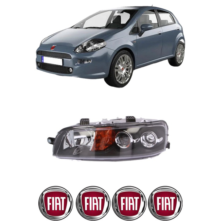 Far Stanga Fata FIAT PUNTO Hatchback Van (199_) din 2008-2012, Auto, DEPO, 4x Stickere auto cu FIAT