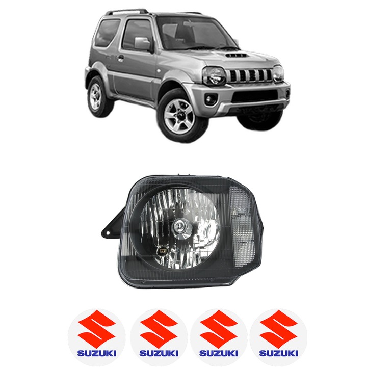 Far Stanga Fata SUZUKI JIMNY Open Off-Road Vehicle (SN) din 1998-2004, Auto, DEPO, 4x Stickere auto cu SUZUKI