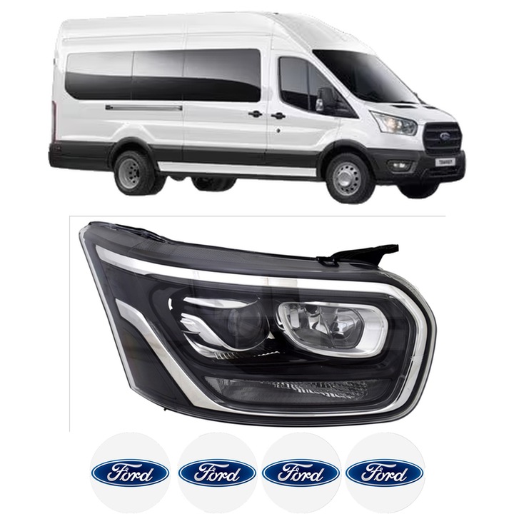 Far Stanga Fata FORD TRANSIT V363 Bus (FAD, FBD) din 2013-2024, Auto, TYC, 4x Stickere auto cu FORD