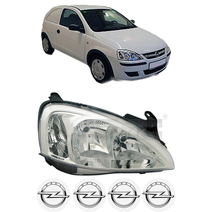 Far Stanga Fata OPEL CORSA C Hatchback Van (X01) din 2000-2012, Auto, TYC, 4x Stickere auto cu OPEL